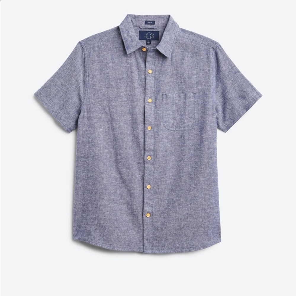 Even Tide Brushed Cotton Linen Resort Shirt LARGE TALL